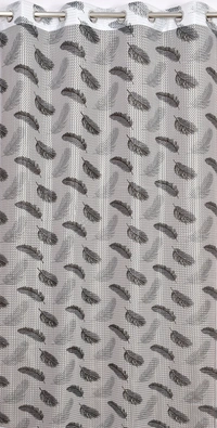 Panipat Textile Hub Semi Transparent  Net Curtains (florel Design , Gray) Pack of 2 - Door (4x7 Feet)
