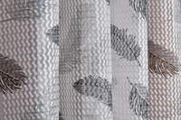 Panipat Textile Hub Semi Transparent  Net Curtains (florel Design , Gray) Pack of 2 - Door (4x7 Feet)