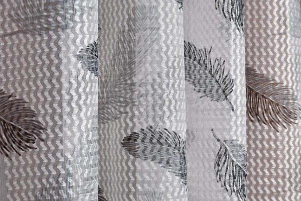 Panipat Textile Hub Semi Transparent  Net Curtains (florel Design , Gray) Pack of 2 - Door (4x7 Feet)