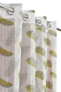 Panipat Textile Hub Semi Transparent  Net Curtains (florel Design , Green) Pack of 2 - Window (4x5 feet)