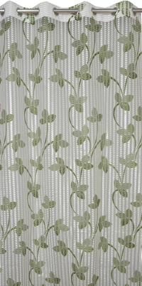 Panipat Textile Hub Semi Transparent  Net Curtains (florel Design ,Green) Pack of 2 - Window (4x5 Feet)