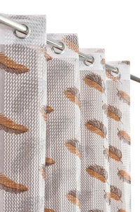 Panipat Textile Hub Semi Transparent  Net Curtains (florel Design , Brown) Pack of 2 - Window (4x5 feet)