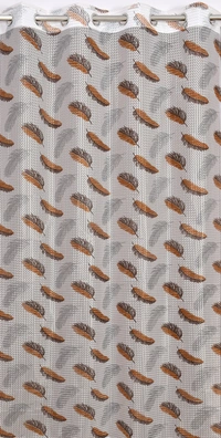 Panipat Textile Hub Semi Transparent  Net Curtains (florel Design , Brown) Pack of 2 - Window (4x5 feet)