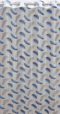 Panipat Textile Hub Semi Transparent  Net Curtains (florel Design , Blue) Pack of 2 - Window (4x5 Feet)