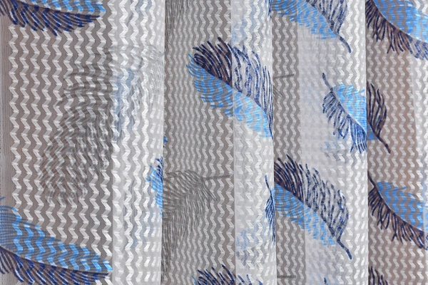 Panipat Textile Hub Semi Transparent  Net Curtains (florel Design , Blue) Pack of 2 - Window (4x5 Feet)