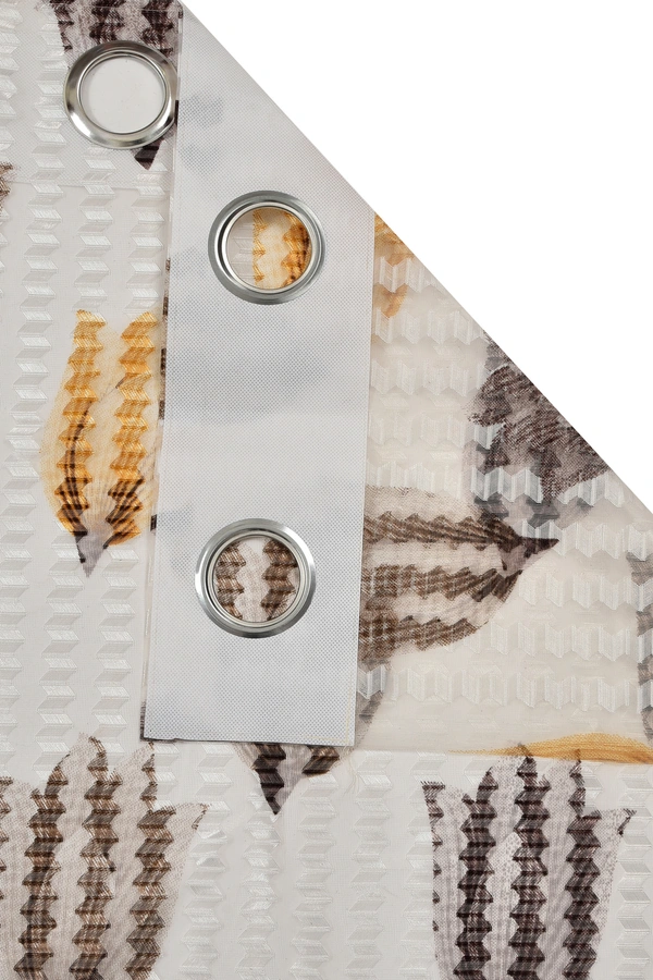 Panipat Textile Hub Semi Transparent  Net Curtains (florel Design , Brown) Pack of 2 - Window (4x5 feet)