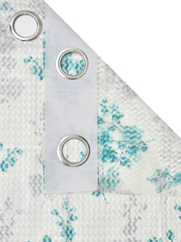 Panipat Textile Hub Semi Transparent  Net Curtains (florel Design , Aqua) Pack of 2 - Window (4x5 feet)