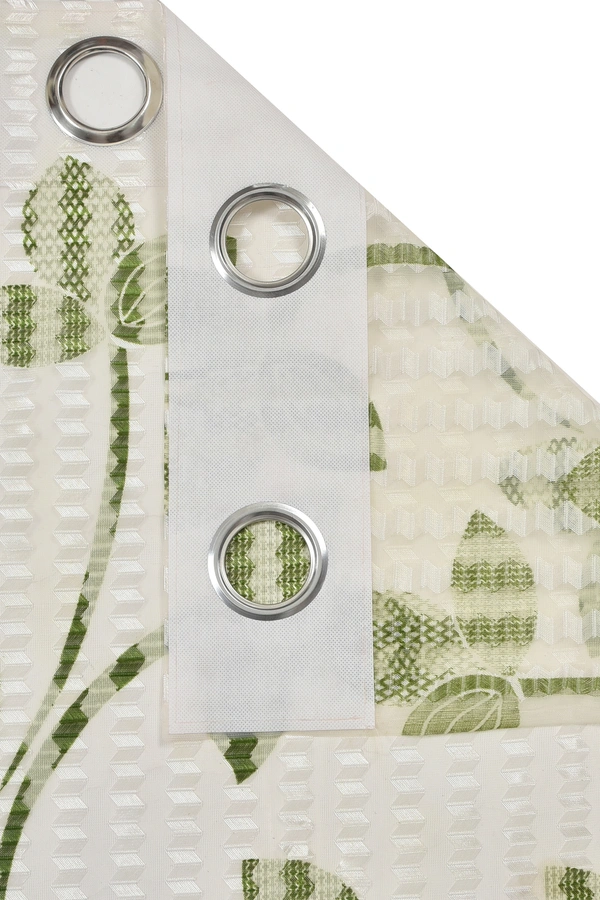Panipat Textile Hub Semi Transparent  Net Curtains (florel Design ,Green) Pack of 2 - Window (4x5 feet)