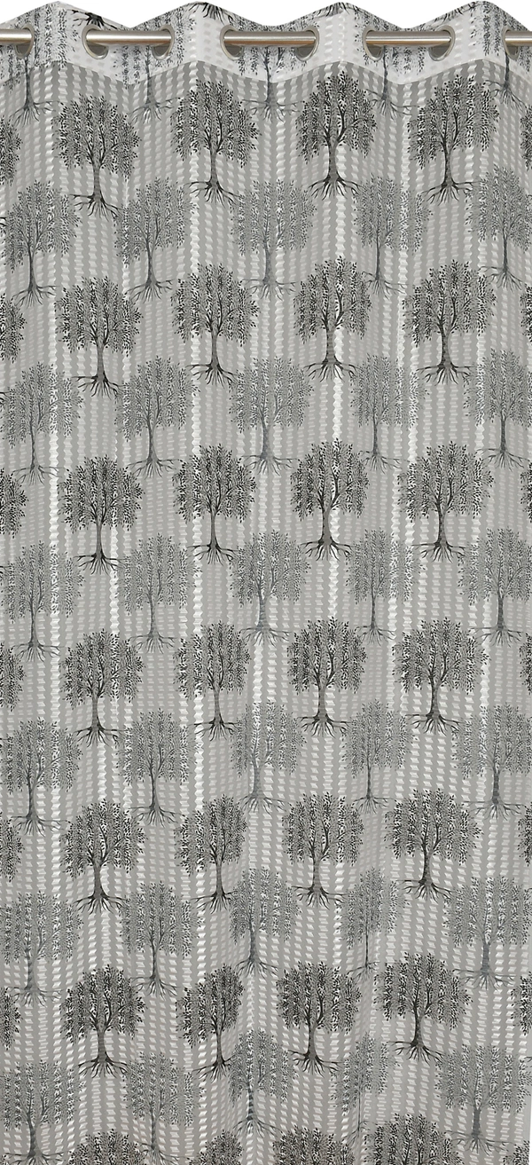 Panipat Textile Hub Semi Transparent  Net Curtains (florel Design ,Gray) Pack of 2 - Door (4x7 Feet)