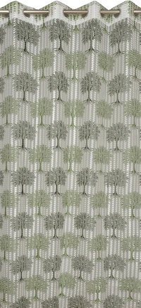 Panipat Textile Hub Semi Transparent  Net Curtains (florel Design ,Green) Pack of 2 - Window (4x5 feet)
