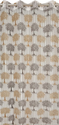 Panipat Textile Hub Semi Transparent  Net Curtains (florel Design ,Brown) Pack of 2 - Window (4x5 feet)