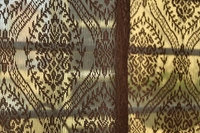 Panipat Textile Hub Semi Transparent  Net Curtains (Demask Design ,Brown) Pack of 2 - Window (4x5 Feet)