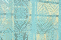Panipat Textile Hub Semi Transparent  Net Curtains (Demask Design ,Aqua) Pack of 2 - Door (4x7 Feet)