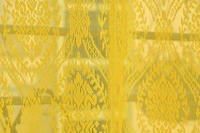 Panipat Textile Hub Semi Transparent  Net Curtains (Demask Design ,Yellow) Pack of 2 - Long Door (4x9 Feet)