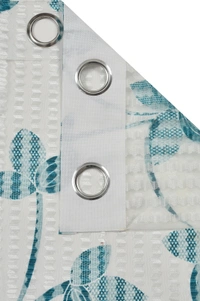 Panipat Textile Hub Semi Transparent  Net Curtains (florel Design ,Aqua) Pack of 2 - Window (4x5 feet)