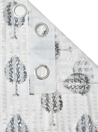 Panipat Textile Hub Semi Transparent  Net Curtains (florel Design , Gray) Pack of 2 - Door (4x7 Feet)