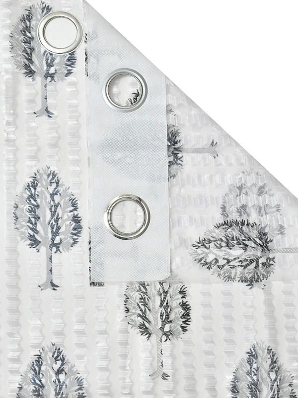 Panipat Textile Hub Semi Transparent  Net Curtains (florel Design , Gray) Pack of 2 - Door (4x7 Feet)