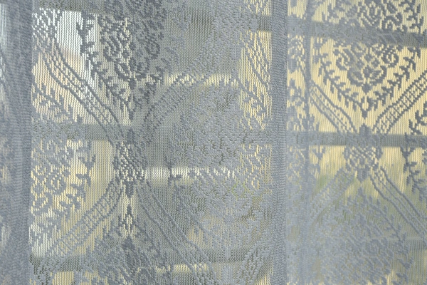Panipat Textile Hub Semi Transparent  Net Curtains (Demask Design ,Gray) Pack of 2 - Door (4x7 Feet)