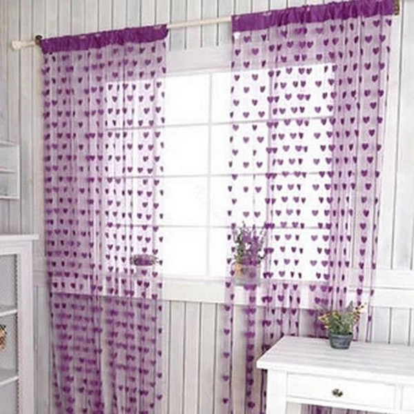 Panipat Textile Hub valentine Heart shape curtains pack of 2