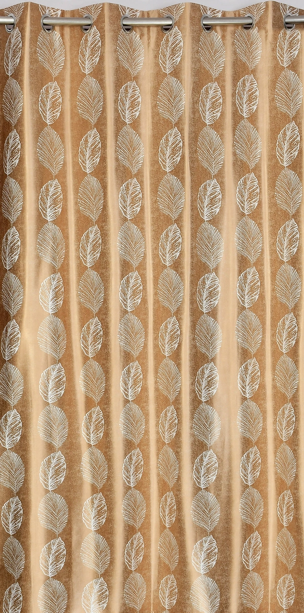 Phytho Home Polyester Eyelet Cream Designer Print curtains Pack of 2 - Door (4x7 Feet)