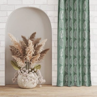 Phytho Home Polyester Eyelet Green Designer Print curtains Pack of 2 - Window (4x5 Feet)