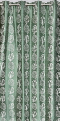 Phytho Home Polyester Eyelet Green Designer Print curtains Pack of 2 - Window (4x5 Feet)