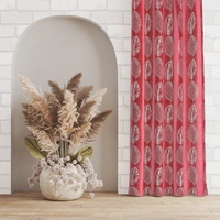 Phytho Home Polyester Eyelet Marron Designer Print curtains Pack of 2 - Window (4x5 Feet)