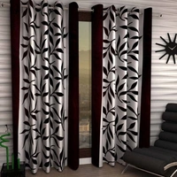 Phyto Home Polyester Eyelet Brown Kolavery Printed Design curtains Pack of 2 - Window (4x5 Feet)