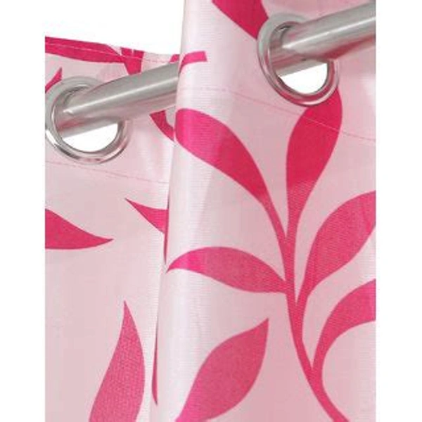 Phyto Home Polyester Eyelet Pink Kolavery Printed Design curtains Pack of 2 - Window (4x5 Feet)
