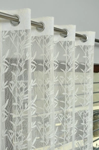 Tanishka fab Semi Transparent  Net Curtains (florel Design ,Cream) Pack of 2 - Window (4x5 feet)