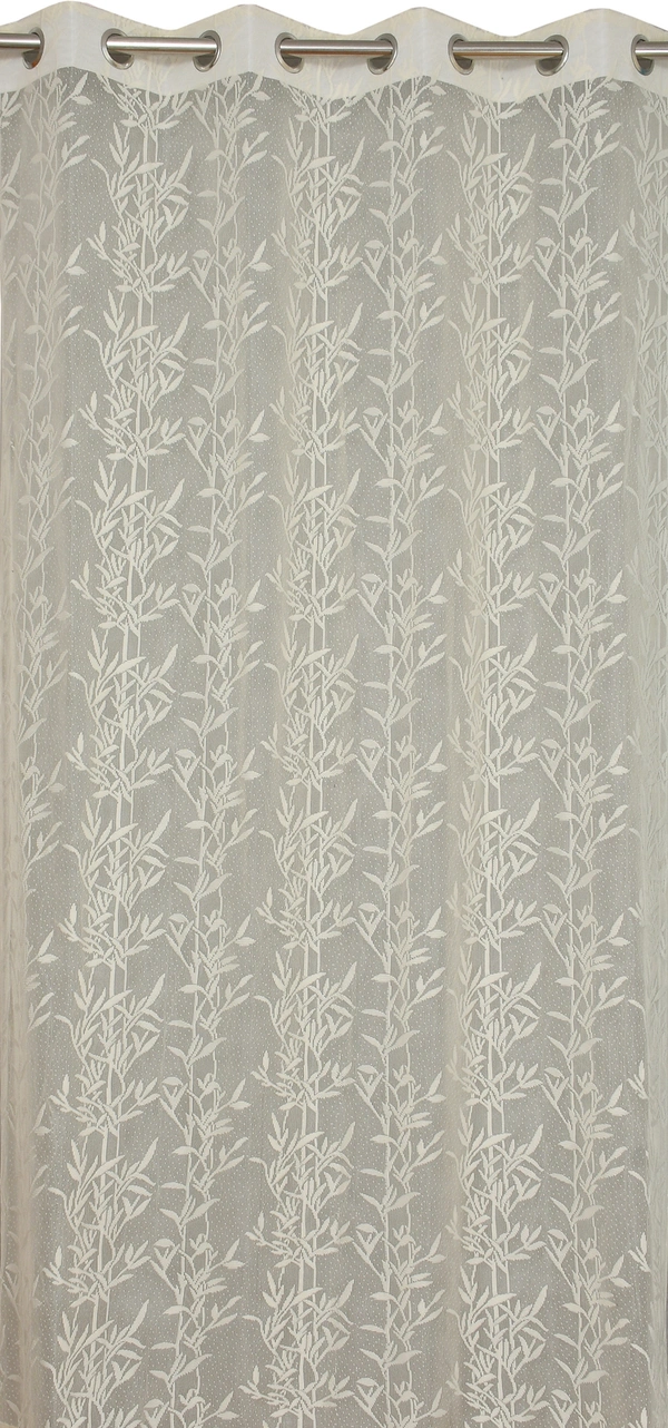 Tanishka fab Semi Transparent  Net Curtains (florel Design ,Cream) Pack of 2 - Window (4x5 feet)