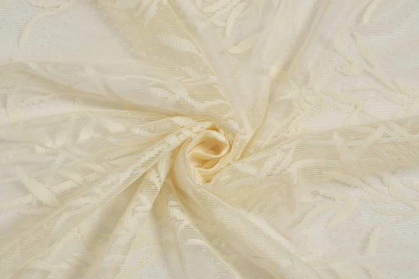 Tanishka fab Semi Transparent  Net Curtains (florel Design ,Cream) Pack of 2 - Window (4x5 feet)