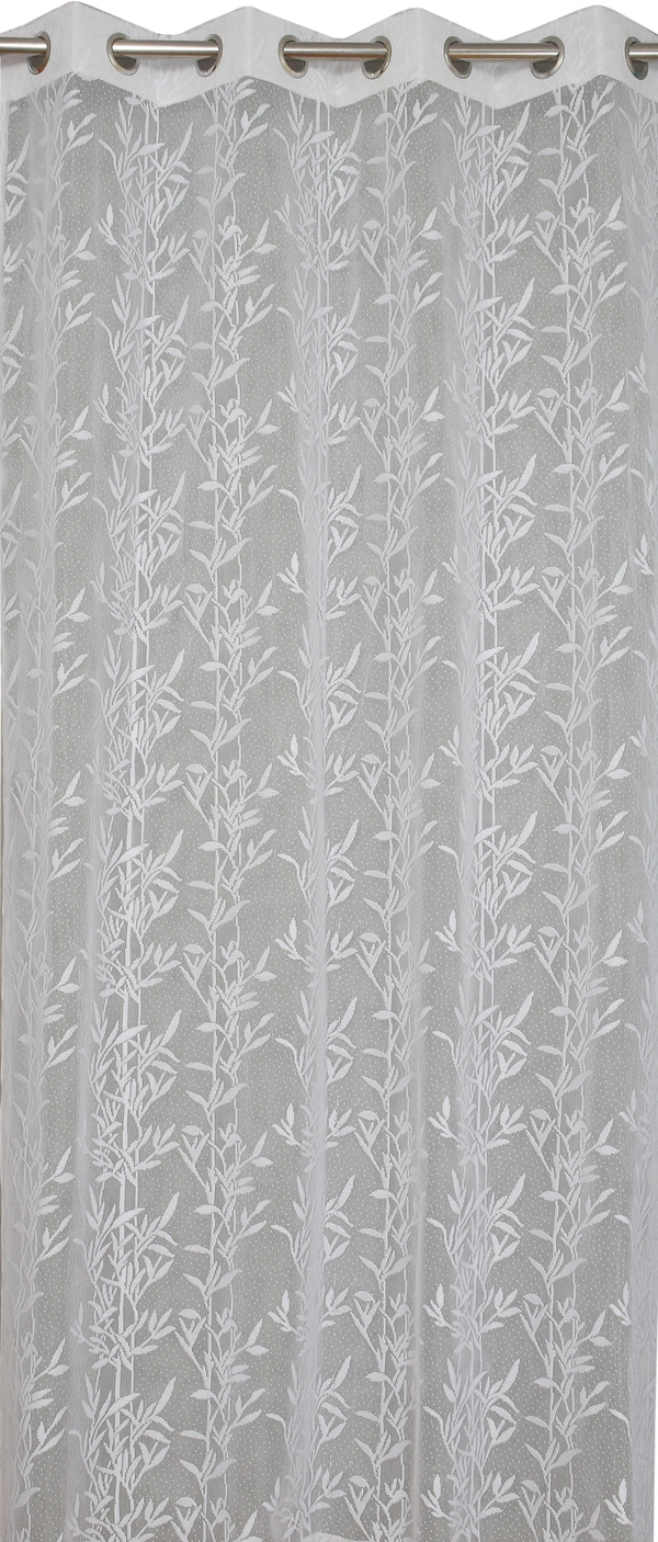Tanishka fab Semi Transparent  Net Curtains (florel Design ,White) Pack of 2 - Window (4x5 feet)
