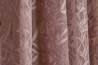 Tanishka fab Semi Transparent  Net Curtains (florel Design ,Wine) Pack of 2 - Window (4x5 feet)