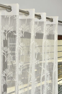 Tanishka fab Semi Transparent  Net Curtains (florel Design ,Cream) Pack of 2 - Window (4x5 feet)