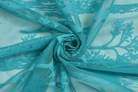 Tanishka fab Semi Transparent  Net Curtains (florel Design ,Aqua) Pack of 2 - Window (4x5 feet)