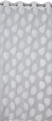 Tanishka fab Semi Transparent  Net Curtains (florel Design ,White) Pack of 2 - Window (4x5 feet)
