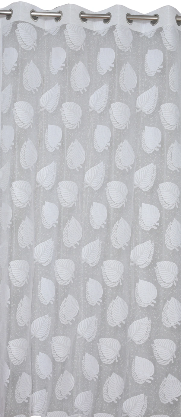 Tanishka fab Semi Transparent  Net Curtains (florel Design ,White) Pack of 2 - Window (4x5 feet)