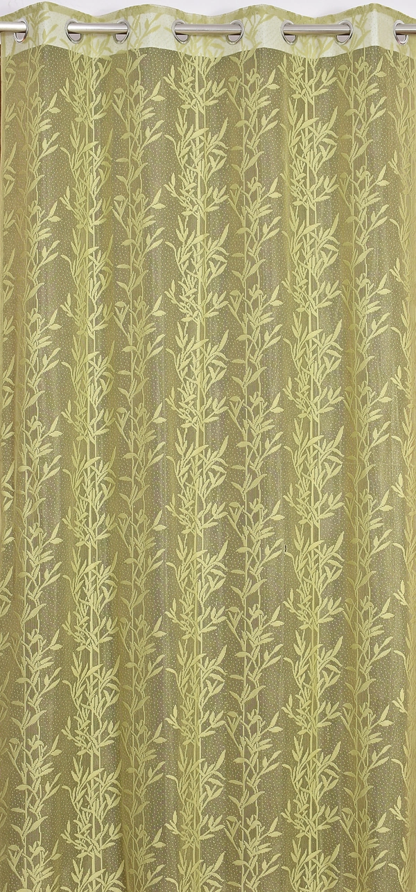 Tanishka fab Semi Transparent  Net Curtains (florel Design ,Green) Pack of 2 - Window (4x5 Feet)