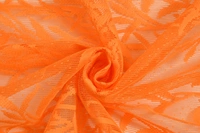 Tanishka fab Semi Transparent  Net Curtains (florel Design ,Orange) Pack of 2 - Window (4x5 feet)