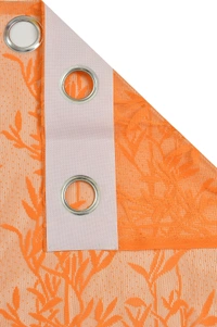 Tanishka fab Semi Transparent  Net Curtains (florel Design ,Orange) Pack of 2 - Window (4x5 feet)