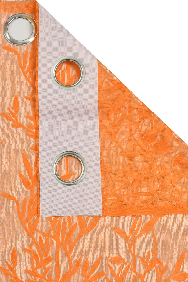 Tanishka fab Semi Transparent  Net Curtains (florel Design ,Orange) Pack of 2 - Window (4x5 feet)