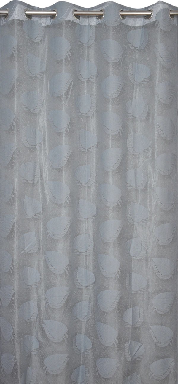 Tanishka fab Semi Transparent  Net Curtains (florel Design ,Gray) Pack of 2 - Window (4x5 feet)