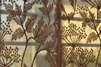 Tanishka fab Semi Transparent  Net Curtains (florel Design ,Brown) Pack of 2 - Door (4x7 Feet)