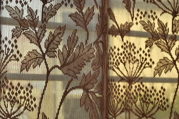 Tanishka fab Semi Transparent  Net Curtains (florel Design ,Brown) Pack of 2 - Door (4x7 Feet)