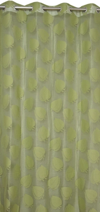 Tanishka fab Semi Transparent  Net Curtains (florel Design ,Green) Pack of 2 - Window (4x5 feet)