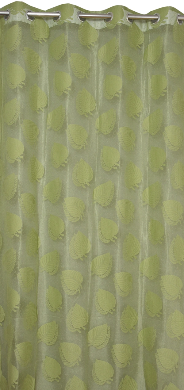 Tanishka fab Semi Transparent  Net Curtains (florel Design ,Green) Pack of 2 - Window (4x5 feet)