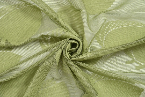 Tanishka fab Semi Transparent  Net Curtains (florel Design ,Green) Pack of 2 - Window (4x5 feet)