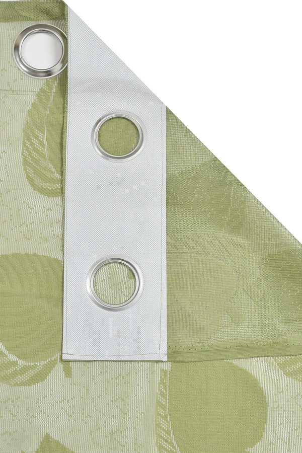 Tanishka fab Semi Transparent  Net Curtains (florel Design ,Green) Pack of 2 - Window (4x5 feet)