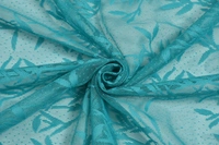 Tanishka fab Semi Transparent  Net Curtains (florel Design ,Aqua) Pack of 2 - Window (4x5 feet)